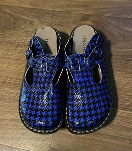 Ingaro Happy Nurse Slip-On Clogs Shoes Slip Resistant Size 8 (Blue Black Check) - Picture 1 of 5