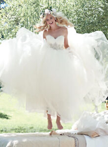 Maggie Sottero Aracella Wedding Gown Bridal Dress 10 Ivory Lace Tulle Bling