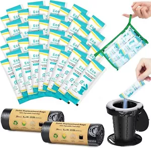 40Count Camping Toilet Bags Eco Absorbent Gel Set Toilet Bags with Toilet Powder - Picture 1 of 7