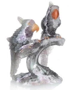 8.27" Natural Fluorite Parrots Stone Carving, Hand-carved Crafts, #AN21 - Picture 1 of 8