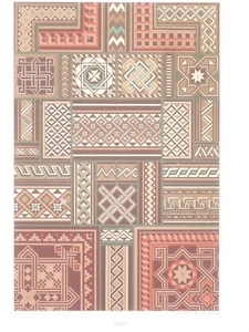 MOYEN AGE ART DECO RACINET LITHOGRAPHIE Art Decoratif Marqueteries Mosaique 1870 - Picture 1 of 2