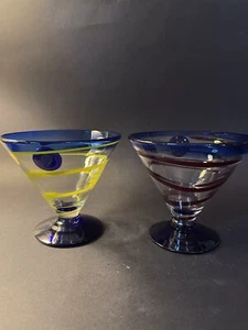 2 Royal Caribbean Kosta Boda Spiral hand blown martini glasses 5” nice - Picture 1 of 10