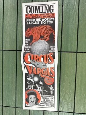 Circus Vargas Tiger ORIGINAL Vintage 1976 Poster 7" By 22" - Image 1 of 4