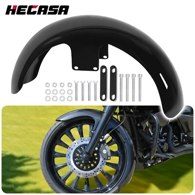 Steel 19" Wrap Front Fender Black For Harley Touring Street Road Glide - Image 1 of 4