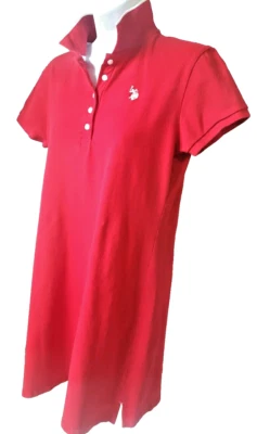 США поло красный рубашка-поло платье женщин размер маленький короткий рукав с воротником 95% хлопок - Изображение 1 из 4