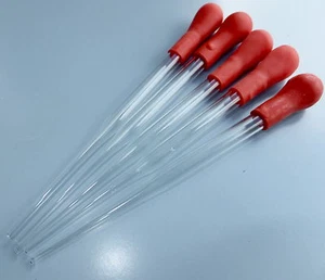 5 Glass Pipettes - laboratory veterinary dropper vet graduate lab home brew - Picture 1 of 1