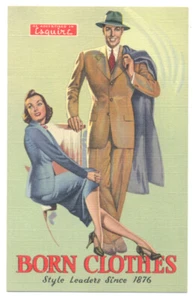 BORN CLOTHES for MEN Style Leaders - 1940 LINEN Poster-Style AD Postcard - RARE - Picture 1 of 2