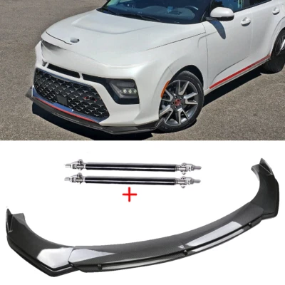 For Kia Soul Hatch Carbon Fiber Style Front Bumper Lip Spoiler Strut Rod Foto 1 de 4
