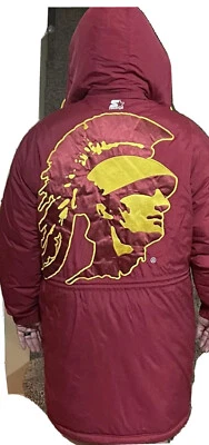 USC Trojans Nike Vintage Starter Hooded Parka Jacket  Long Warm XL Original Tags - Image 1 of 4