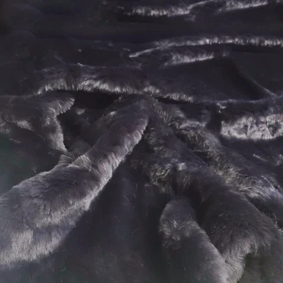 Webpelz Kurzhaar Kunstfell Plüsch Stoff elastisch weich Anthrazit Fell Imitat - Bild 1 von 3