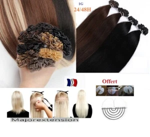 LOT 50 100 150 EXTENSIONS KERATINE A CHAUD 100% NATURELS REMY 49/60/66cm 1G 48H - Picture 1 of 20