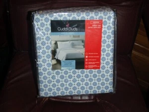 Cuddl Duds Peso Pesado Algodón Grisáceo Azul DITSY GEO DOT 4 PIEZAS HOJA TALLA QUEEN - Imagen 1 de 3