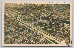 postcard Gulf Freeway Houston Texas Bird's Eye View, US Hwy 75 - Picture 1 of 2