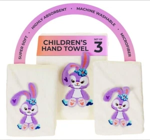 Children's Hand Towels; Set of 3 Microfiber Children's Towels with 3D Applique - Picture 1 of 8