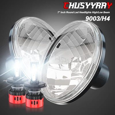 For Freightliner Century Class Pair 7inch Round LED Headlights High/Low Lights - Image 1 of 4