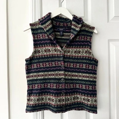Chaleco Suéter Chaps Mezcla Algodón Fair Isle Estampado Nórdico Cuello Botón Mediano Foto 1 de 4