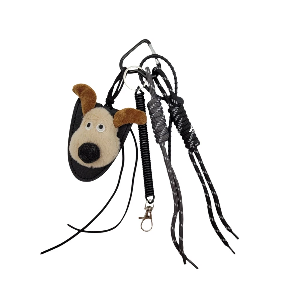 LEMASI Plüsch Hund Anhänger Magnet für Tasche 27cm Charm Schwarz Weiß Gold Geschenk