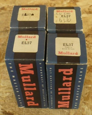 Tubos de alimentación Mullard EL37 verdaderos nuevos en caja código de fecha difíciles de encontrar Foto 1 de 4