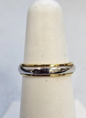Alianza de boda de oro amarillo y platino de 18 quilates para mujer talla 6 4,4 gr 3,8 mm de ancho Foto 1 de 4