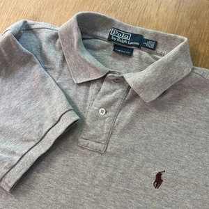 Polo Ralph Lauren Polo Shirt Uomo Grigio Medio Tinta Unita Elasticizzata Casual Marrone Pony - Foto 1 di 7