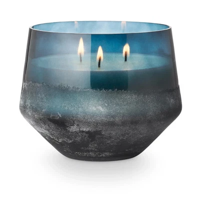 NEW $72 Illume XL 3 Wick Hidden Lake Baltic Glass Blue Candle  - Holiday Gifts - Image 1 of 4