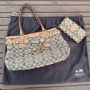 Coach Hampton Signature F13068 Handtasche Canvas Leder Schultertasche Geldbeutel Portemonnaie - Bild 1 von 24