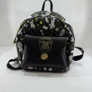 Loungefly Harry Potter Hogwarts Magical Elements Gold Mini Backpack Black Bag - Picture 1 of 10