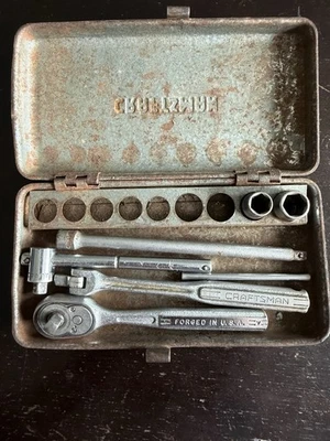VINTAGE CRAFTSMAN USA =V= SERIES 1/4" DRIVE Partial Set With Box - Image 1 of 4