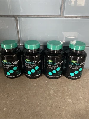 4 frascos, NutraVege Omega-3 à base de plantas 500 mg, 30 cápsulas gelatinosas Ex 8/2024 - Imagem 1 de 3