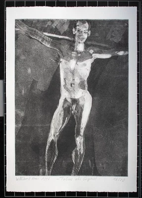 Willibrord Haas Männerakt Tobias als Gespenst signiert Radierung 1996 16/20 - Bild 1 von 2