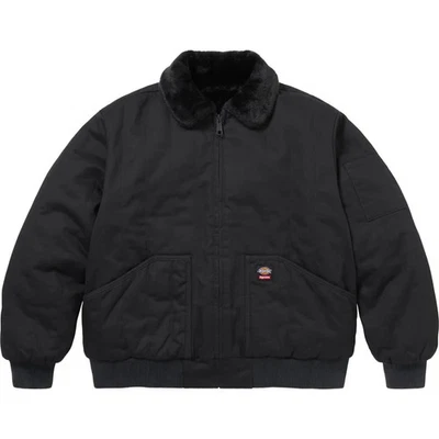 Supreme Dickies Reversible Quilted Faux Fur Work Jacket Black - Image 1 of 4