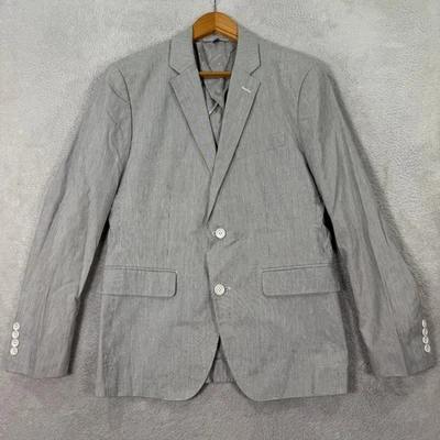 Blazer BONOBOS 38S Para Hombres Calce Ajustado Gris Rayas Algodón/Lino Italia Informal Preppy Foto 1 de 4