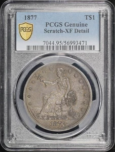 1877 Trade Dollar PCGS XF Details Scratched (Faint) - Smoky Sunset Hue Toning! - Picture 1 of 2