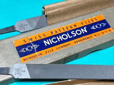 VINTAGE NICHOLSON 2 PC  4 INCH  X.F. NO. 2 hand FILEs NOS - Image 1 of 3