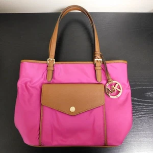 Michael Kors Jet Set Nylon Pink Fuschia Medium Pocket Purse Tote Bag - Bild 1 von 7