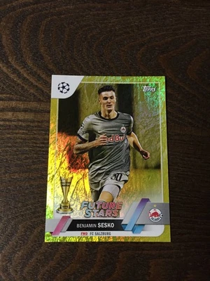 2022-23 Topps Jade Edition Benjamin Sesko Slovenia Manchester United Gold 34/50 - Image 1 of 2