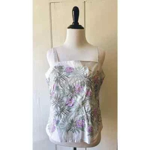 Camiseta sin mangas floral Gap talla mediana botón recorte trasero - Imagen 1 de 8