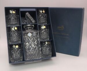 BOHEMIA Lead Crystal Set, Decanter & Six Whisky Tumblers, Boxed, Great Condition