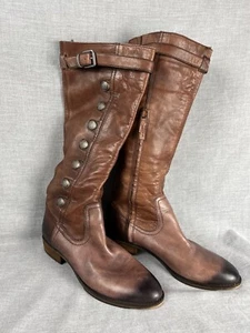 Arturo Chiang Distressed Leather Knee High Boots Women’s 9.5 Brown Riding Campus - Picture 1 of 4