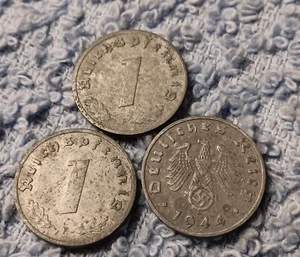 3 Damaged World War 2  1 Reichspfennig ,Germany , See Photos!! - Picture 1 of 20