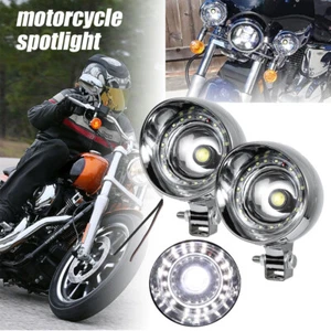 2x 4" Chrome Motorcycle Driving Passing Spot Fog Light LED Lamp For Harley Honda - Picture 1 of 12