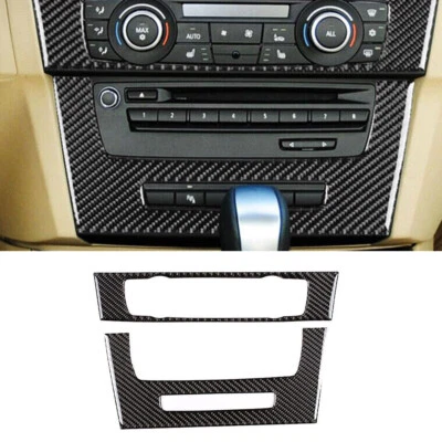 Cubierta de control de interruptor de CA de consola de fibra de carbono de vinilo para BMW M3 E90 2008-2013 Foto 1 de 4