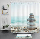 Nature Beach Ocean Wave Natural Cobble Shower Curtain Bathroom Accessories Set