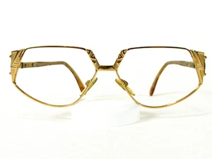 Vintag CAZAL 1990’s Gold Tortoise Geometric MOD 238 Art Deco Cat Eye Eyeglasses - Picture 1 of 12
