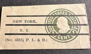 1917 US Stamp Scott #U421 - 1 Cent Precancel Franklin Envelope Cut - Picture 1 of 2