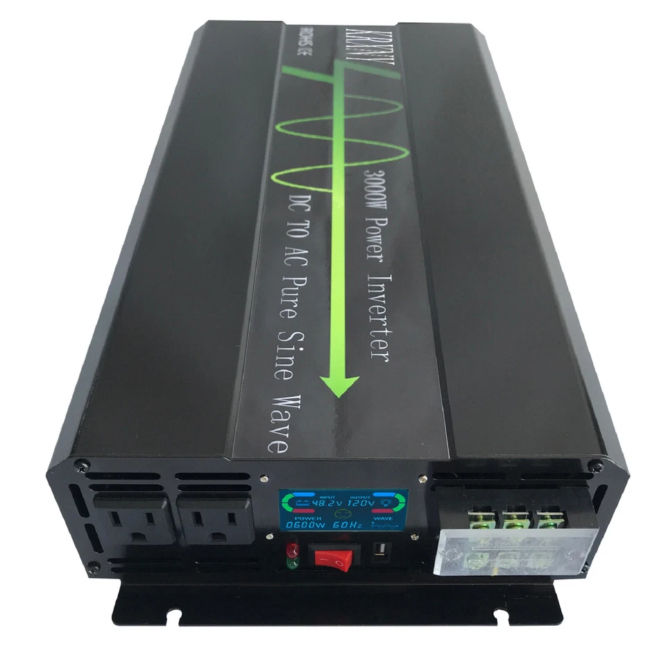 3000W Pure Sine Wave Power Inverter DC 48V to AC 120V with LCD Display US Stock - Image 1 of 4