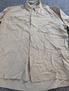 Burma Bibas Silk Shirt Mens Large Beige Long Sleeve Button Up Dress Shirt  - Picture 1 of 11