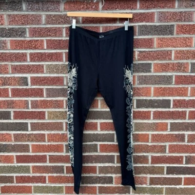 Leggings boutique de strass preta e estampada lateral Vocal - Imagem 1 de 4