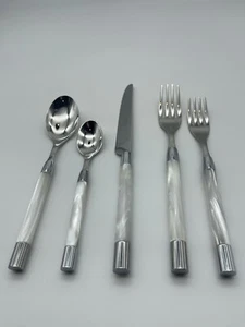 Capdeco Conty White 5 Piece Place Setting Flatware Set MSRP $175 - Picture 1 of 4