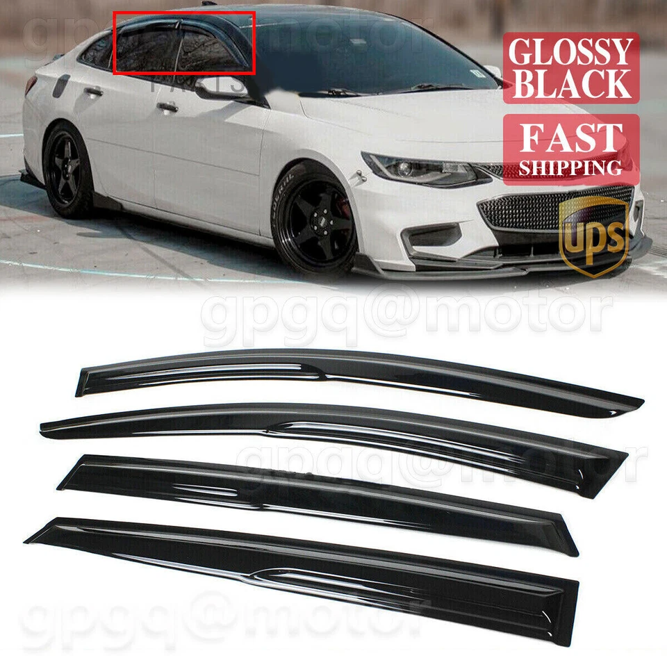 Para Chevy Malibu Sedán 16-2022 JDM-Mugen Estilo Ventana Visera Protector de Lluvia Deflector Foto 1 de 4